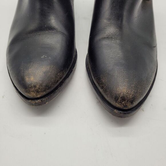 Frye Womens Ray Belted Bootie Ankle Boot Black Distressed Pointed Toe 6.5M - Picture 3 of 10